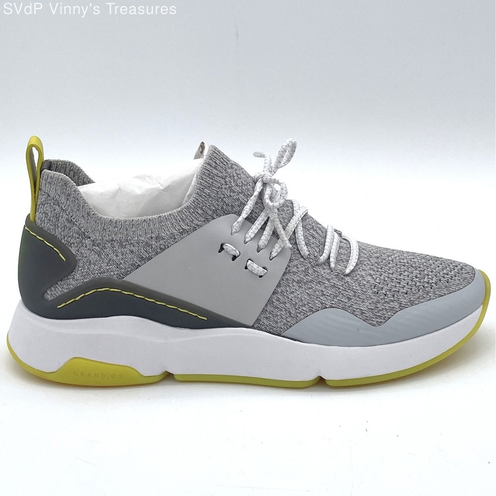 Cole Haan Zerogrand Motion Leather Knit Heather Grey Yellow Run Shoes Women 8.5